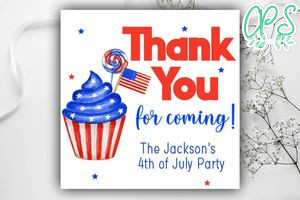 Printable 4th of July Thank You Card Instant Download