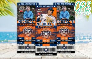 Houston Astros Birthday Ticket Party Invitations DIY