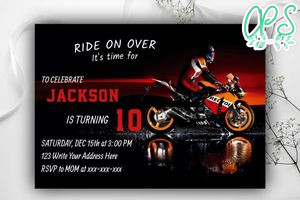 Printable Honda Motorcycle Birthday Invitation Instant Download