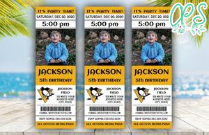 Printable Pittsburgh Penguins Birthday Ticket With Photo Invitation Instant Download
