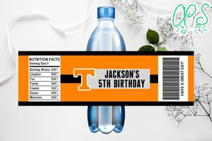 Printable Tennessee Volunteers Water Bottle Labels Instant Download