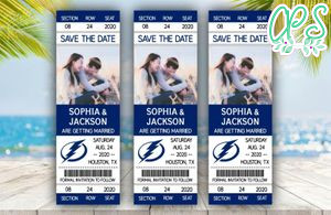Editable Tampa Bay Lightning Save The Date Wedding Engagement Announcement Ticket Invitation Instant Download