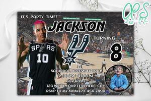 San Antonio Spurs Birthday Invitation Template to Print at Home Instant Download