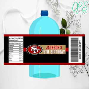 San Francisco 49ers Birthday Gatorade Label Template to Print at Home Instant Download