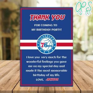Philadelphia 76ers Thank you card Template to Print at Home Instant Download