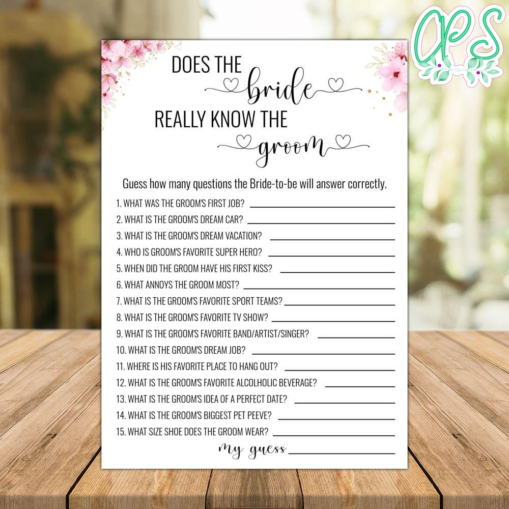 How Well Does The Bride Know The Groom Bridal Shower Digital File