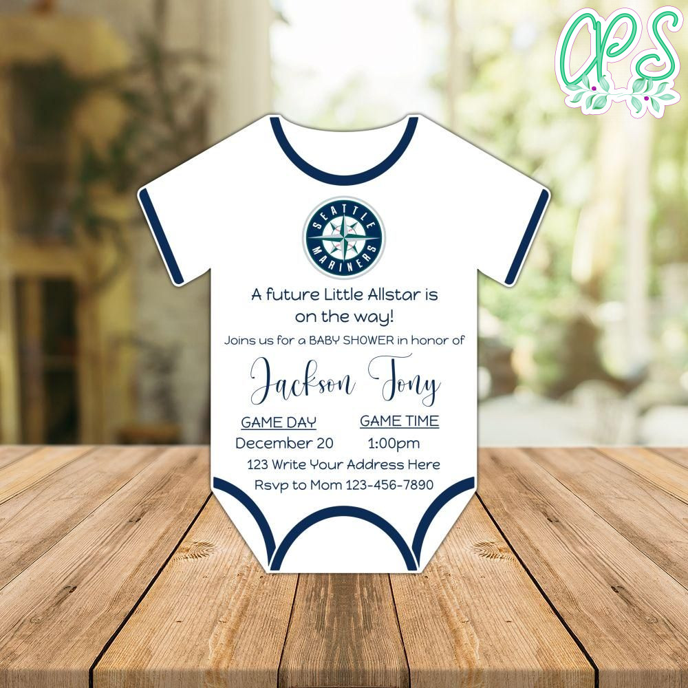 Seattle Mariners Baby Shower Invitation Instant Download