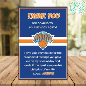 New York Knicks Thank you card Template to Print at Home Instant Download