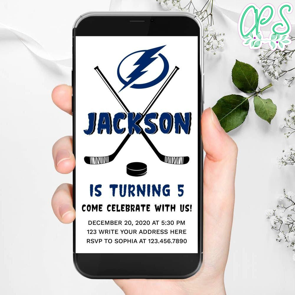 Electronic Tampa Bay Lightning Electronic Invite Birthday Flyer Template Instant Download