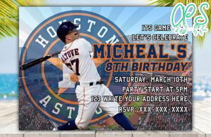 Editable Houston Astros Birthday Invitations Instant Download