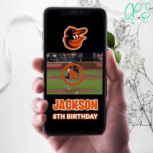 Baltimore Orioles Birthday Video Invitation Digital Template Customizable Instant Download