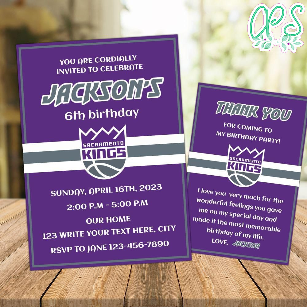 Sacramento Kings Party Invitations Instant Download | CustomPartyShirts
