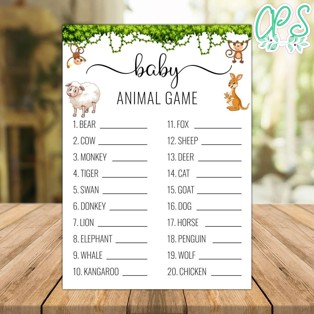 Baby Animal Game Baby Shower Game Instant Download CustomPartyShirts