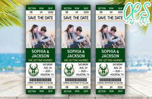 Milwaukee Bucks Save The Date Wedding Engagement Announcement Ticket Invitation Instant Download