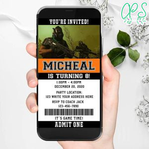 Call Of Duty Warzone Ticket Invite Birthday Flyer DIY