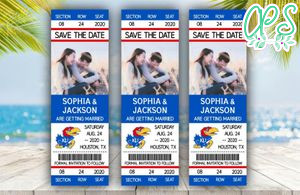 Kansas Jayhawks Save The Date Wedding Engagement Announcement Ticket Invitation Instant Download