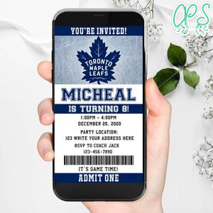 Electronic Toronto Maple Leafs Birthday Invitation Instant Download