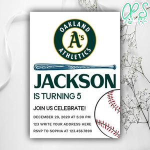 Printable Oakland Athletics Birthday Invitations Instant Download