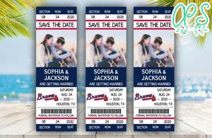 Editable Atlanta Braves  Save The Date Wedding Engagement Announcement Ticket Invitation Instant Download