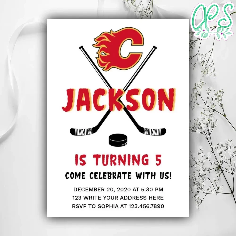 Printable Calgary Flames Birthday Invitation Instant Download