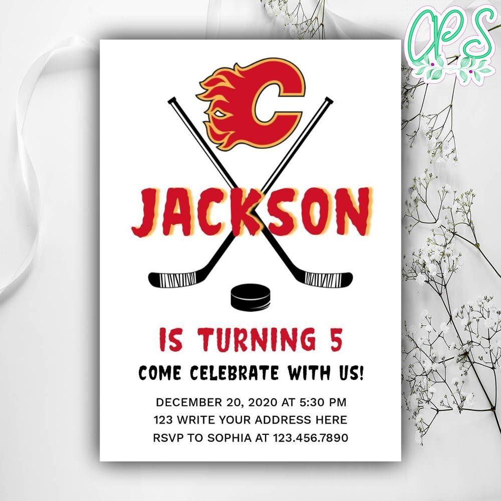 Printable Calgary Flames Birthday Invitation Instant Download CustomPartyShirts Studio
