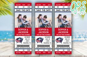 Columbus Blue Jackets Save The Date Wedding Engagement Announcement Ticket Invitation Instant Download