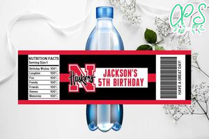 Printable Nebraska Cornhuskers Water Bottle Labels Instant Download