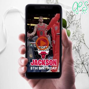 Chicago Bulls Birthday Video Invitation Digital Template Customizable Instant Download