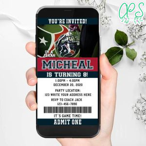 Electronic  Houston Texans Electronic Invite Birthday Invitation Instant Download