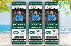 New York Jets Birthday Ticket With Photo Invitation Instant Download