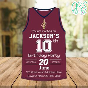 Cleveland Cavaliers Jersey Birthday Invitation Instant Download