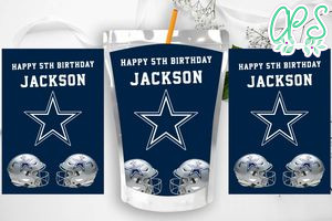 Printable Dallas Cowboys Birthday Capri Sun Juice Label Instant Download