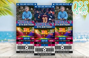 Lionel Messi Barcelona FC Party Ticket Invitations Digital Files