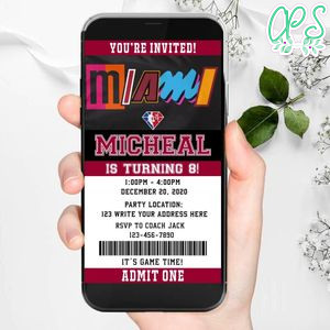 Electronic Miami Heat Birthday Invitation Instant Download