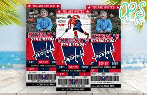 Editable Washington Capitals Birthday Ticket Invitations Instant Download