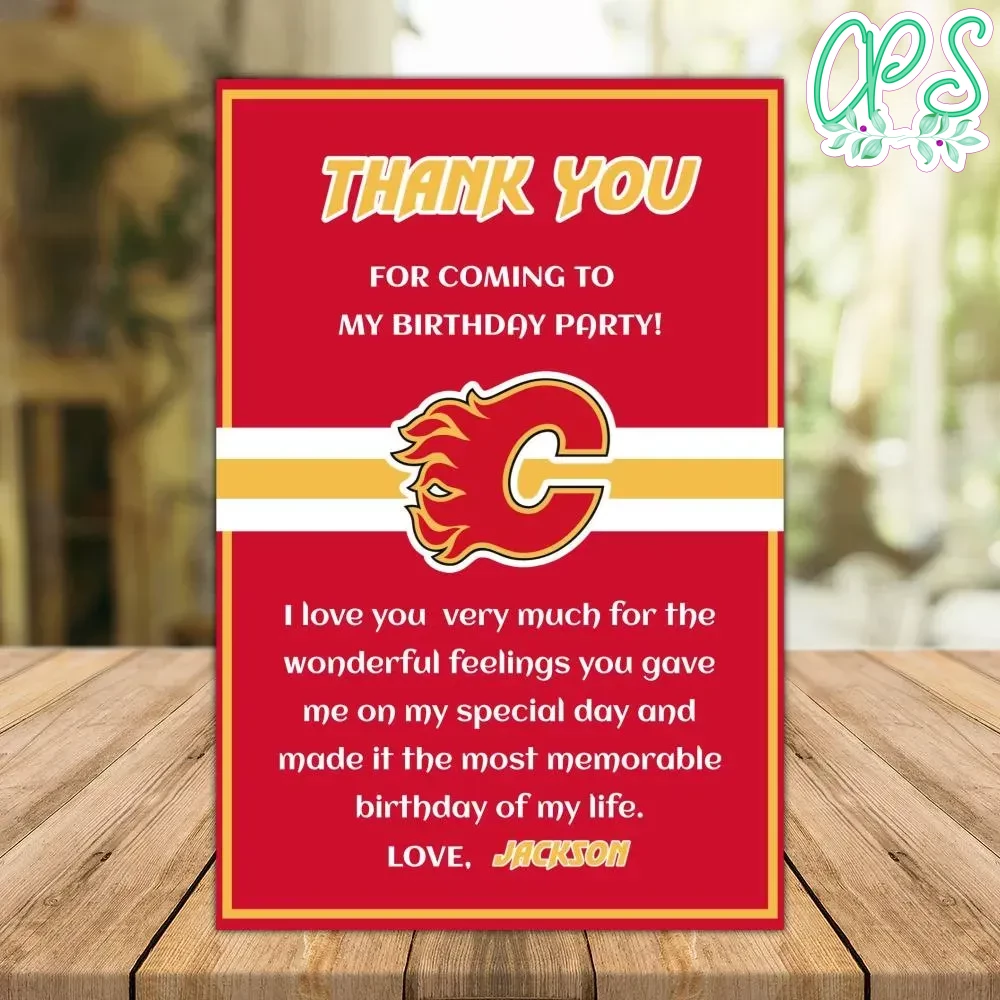 Calgary Flames Thank you card Template to Print at Home | CustomPartyShirts