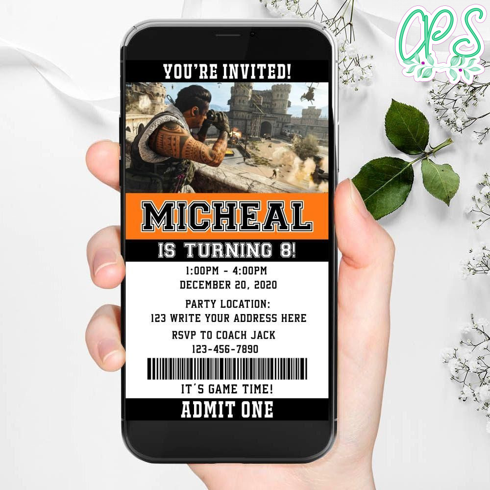 Electronic Call Of Duty Warzone Electronic Invite Birthday Flyer DIY
