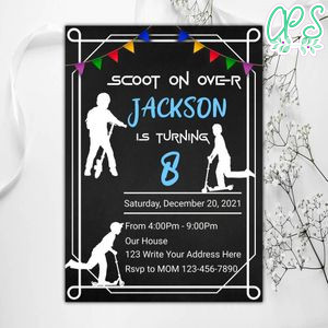 Scooter Birthday Invitation Instant Download