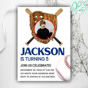 Printable Baseball With Photo Birthday Invitations Instant Download