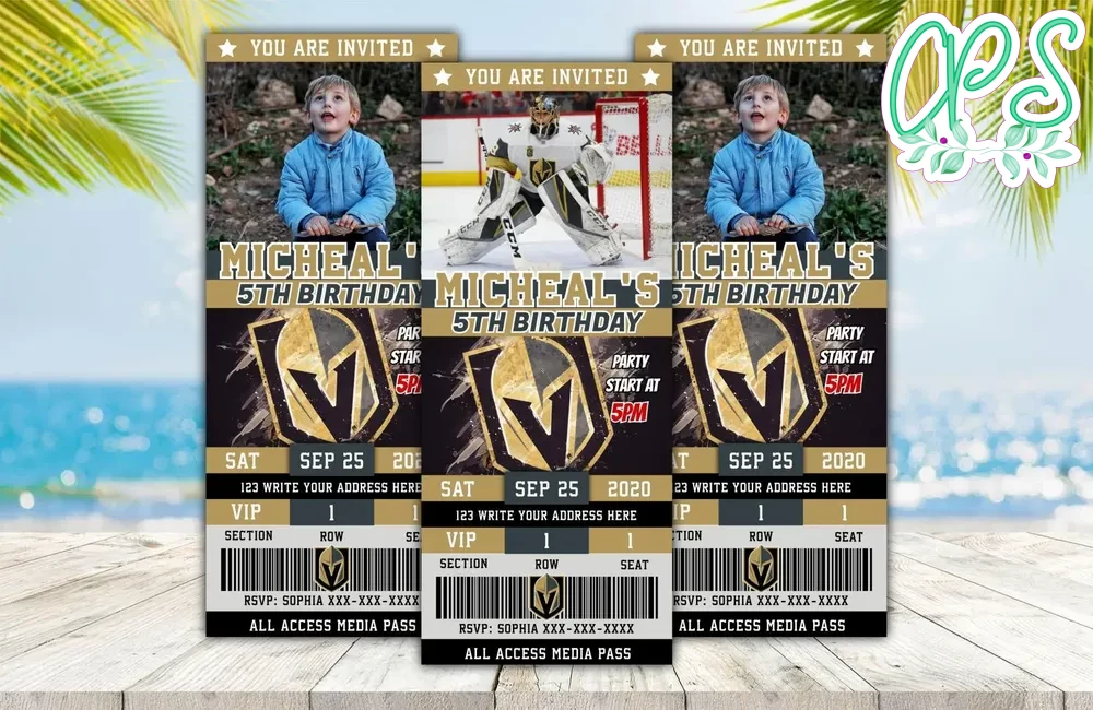 Vegas Golden Knights Ticket Birthday Editable Template Instant Download