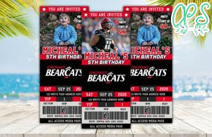 Cincinnati Bearcats Ticket Birthday Editable Templates Instant Download