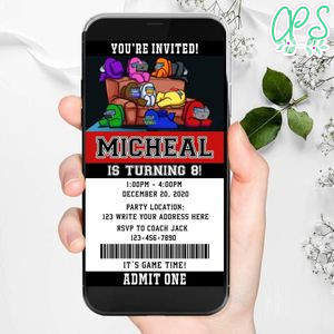 Electronic Among Us Electronic Invite Birthday Invitation Instant Download