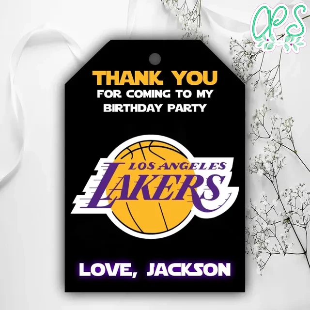 printable los angeles lakers birthday thank you tags instant down custompartyshirts studio
