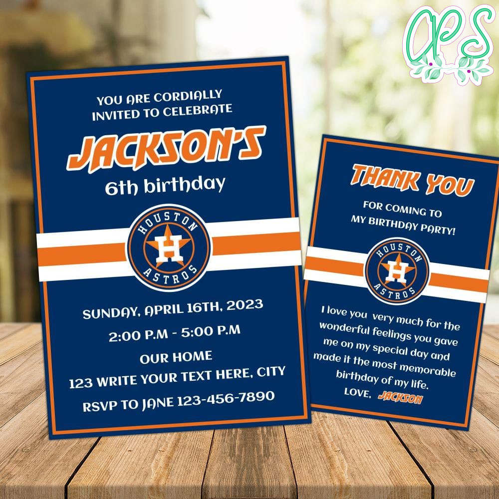 Houston Astros Party Invitations Instant Download CustomPartyShirts