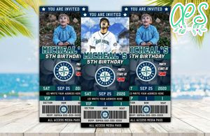 Editable Seattle Mariners Birthday Ticket Invite Instant Download