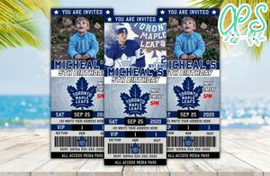Editable Toronto Maple Leafs Birthday Ticket Party Invitation Instant Download