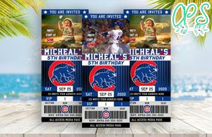 Chicago Cubs Birthday Ticket Party Invitations Instant Download