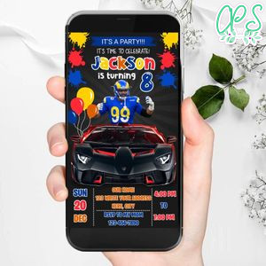 Mobile Aaron Donald Los Angeles Rams Drive By Birthday Parade Electronic Invite Invitation Template Instant Download