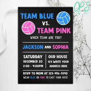 Volleyball Team Pink Or Team Blue Invitation Instant Download