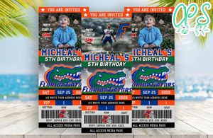 Editable Florida Gators Football Birthday Ticket Invitations Instant Download